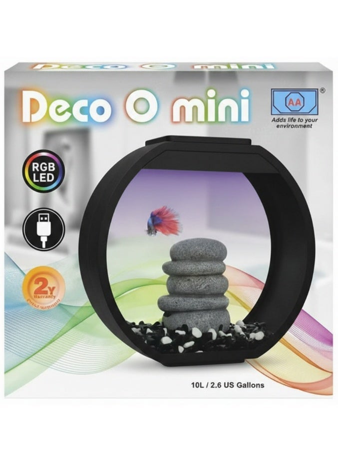 أيه أيه حوض أسماك ديكو أو ميني - إضاءة LED RGB سوداء مع تحكم باللمس 10 لتر - Image 1